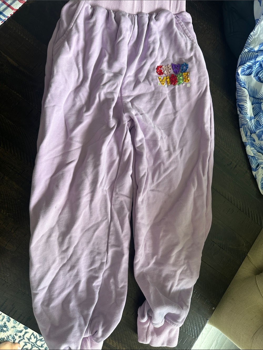 Lola + The Boys Lavender Jogger Set with Multicolor Sequin "SHINE"